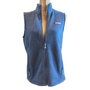 Vineyard Vines Blue Fleece Vest medium zipper close with pockets